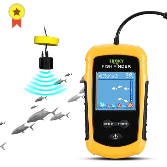 FFC1108-1 Alarm 100M Portable Sonar Fish Finders 45 degrees Sonar Coverage Echo Sounder Alarm Transducer Lake Sea Fishing J&M Cheap Store