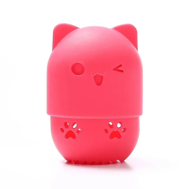 Colorful Cat  Portable Powder Puff Holder Sponge Make Up Drying Cases Soft Silicone Cosmetic Sponge Boxs Holder with Beauty Eggs J&M Cheap Store