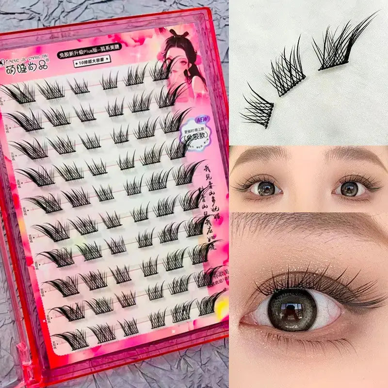 Glue-free and Make-up-free False Eyelashes 5D Fox False Eyelashes Self-adhesive Individual Eyelashes Dense Curls Eye Lashes J&M Cheap Store