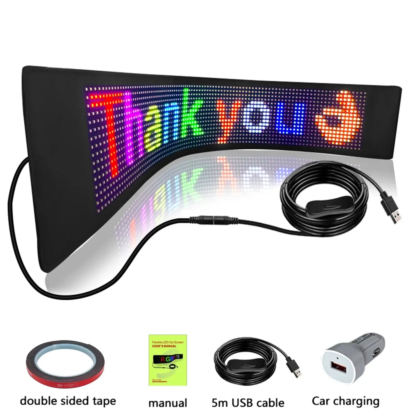 Advertising Scrolling Programmable LED Car Sign Board Waterproof Material Flexible LED Display For Car Shop Bar APP Edit Sign J&M Cheap Store