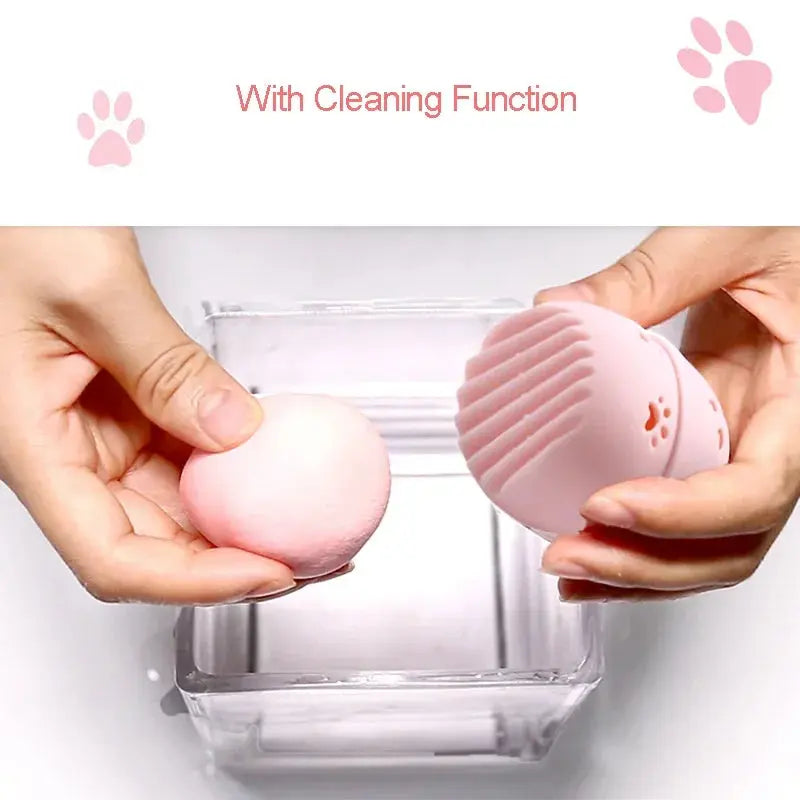 Colorful Cat  Portable Powder Puff Holder Sponge Make Up Drying Cases Soft Silicone Cosmetic Sponge Boxs Holder with Beauty Eggs J&M Cheap Store