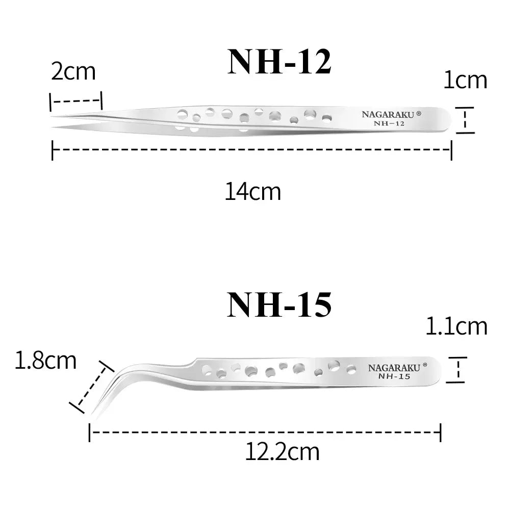 NAGARAKU Make-Up Wimpern 2 stücke set N-01 N-02 Wimpern Pinzette NH-12 NH-15 Genaue Wimpern ST-12 ST-15 Pincet Edelstahl J&M Cheap Store