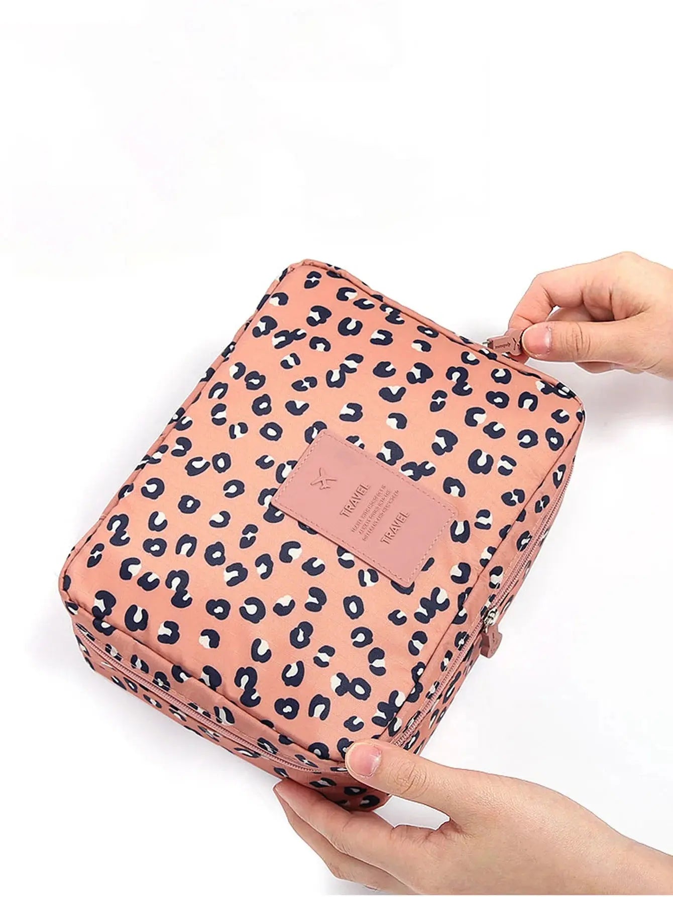 1pcs Multifunctional Make up Bag Floral Print Letter Patch Decor Toiletry Travel Bag Portable Cosmetic bag Waterproof Wash Bag J&M Cheap Store