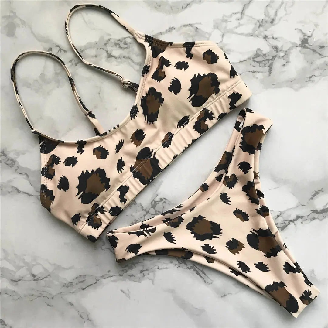 14 Farben S - XL Sexy Leopard Bikini Frauen Bademode Weiblichen Badeanzug Zwei-stück Bikini set Brasilianische Badende Badeanzug schwimmen V871 J&M Cheap Store