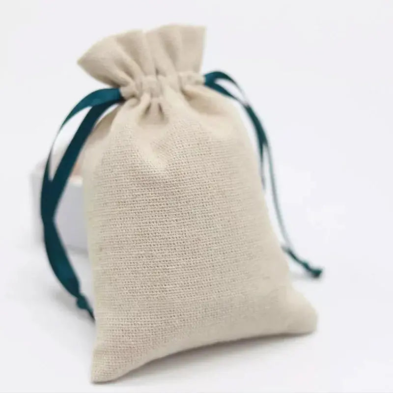 Natural Linen Ribbon Gift Bags 8x11cm 9x12cm 10x15cm 13x17cm 50pcs/Lot Jute Drawstring Dust Sack Jewelry Pouch J&M Cheap Store