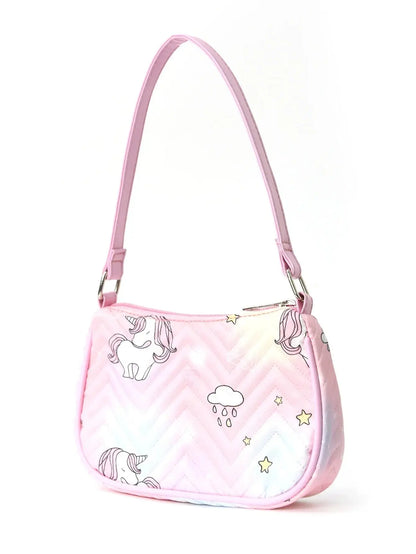 1 Pc Cute Cartoon Unicorn Diamond Print Kids Backpack Handbag For Girls, Students, Outdoor Travel, School, Holiday Gifts J&M Cheap Store