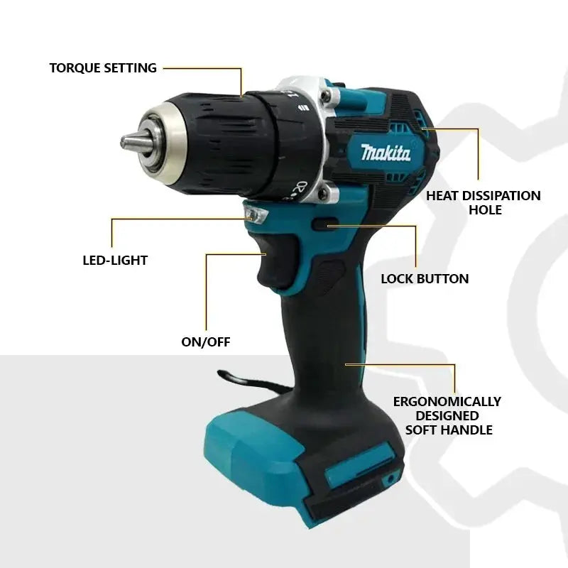 Makita DDF487 Screwdriver Cordless Percussion Drill 18V Electric Variable Speed Brushless Motor Impact Power Tools Power Drill - J&M Cheap Store