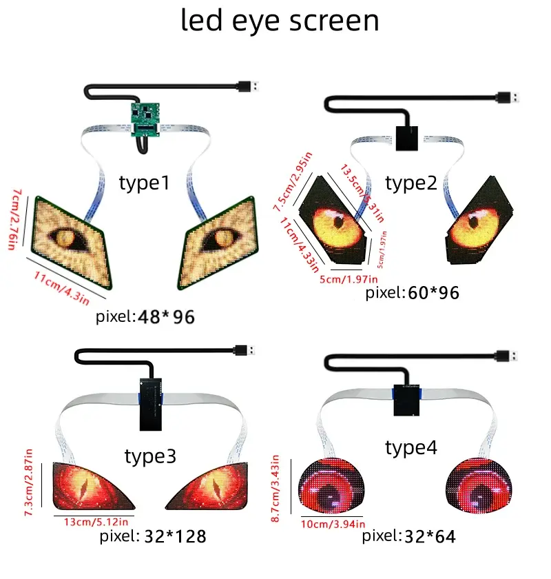 Blinking Eyes LED Display Panel  Eagle Eyes Winking Screen APP Programmable LED Eye Display Sign for Car Backpack Bag LED Screen J&M Cheap Store