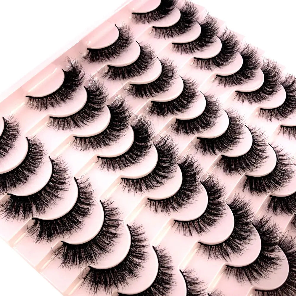 HBZGTLAD 20 pairs 3D Mink Eyelashes Thick Natural False Eyelashes Crisscross Fake Eyelashes Make Up Extension Eyelash For Beauty J&M Cheap Store