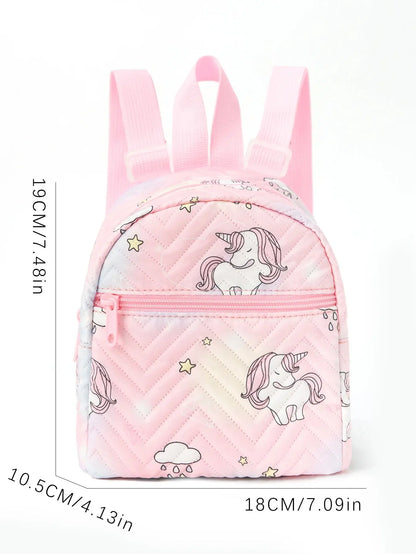 1 Pc Cute Cartoon Unicorn Diamond Print Kids Backpack Handbag For Girls, Students, Outdoor Travel, School, Holiday Gifts J&M Cheap Store