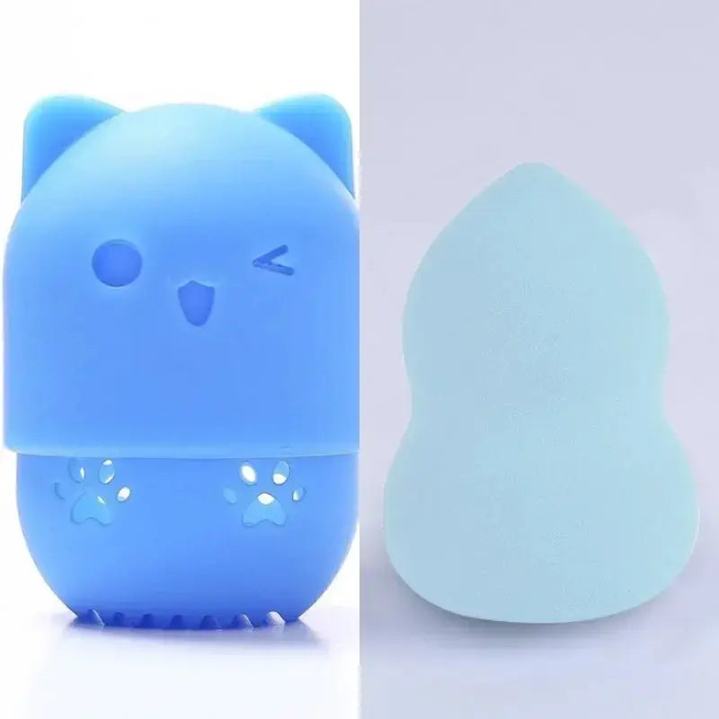 Colorful Cat  Portable Powder Puff Holder Sponge Make Up Drying Cases Soft Silicone Cosmetic Sponge Boxs Holder with Beauty Eggs J&M Cheap Store