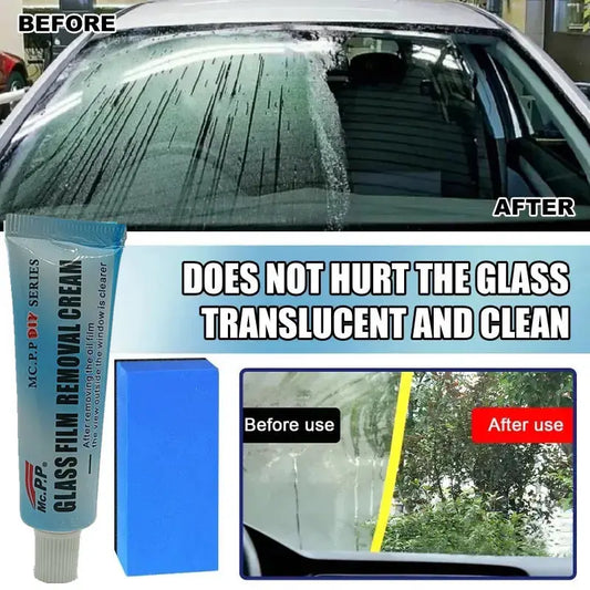 Car Glass Oil Film Removal Paste, Front Windshield Cleaner Decontamination Oil Film Removal Water Spot-Remover For All Cars J&M Cheap Store