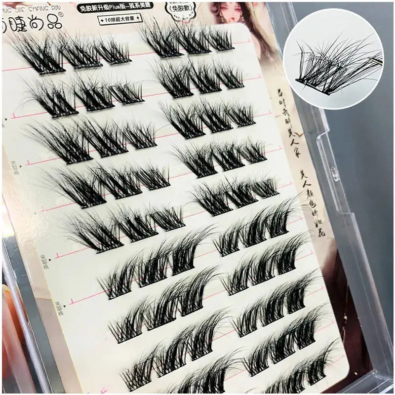 Glue-free and Make-up-free False Eyelashes 5D Fox False Eyelashes Self-adhesive Individual Eyelashes Dense Curls Eye Lashes J&M Cheap Store