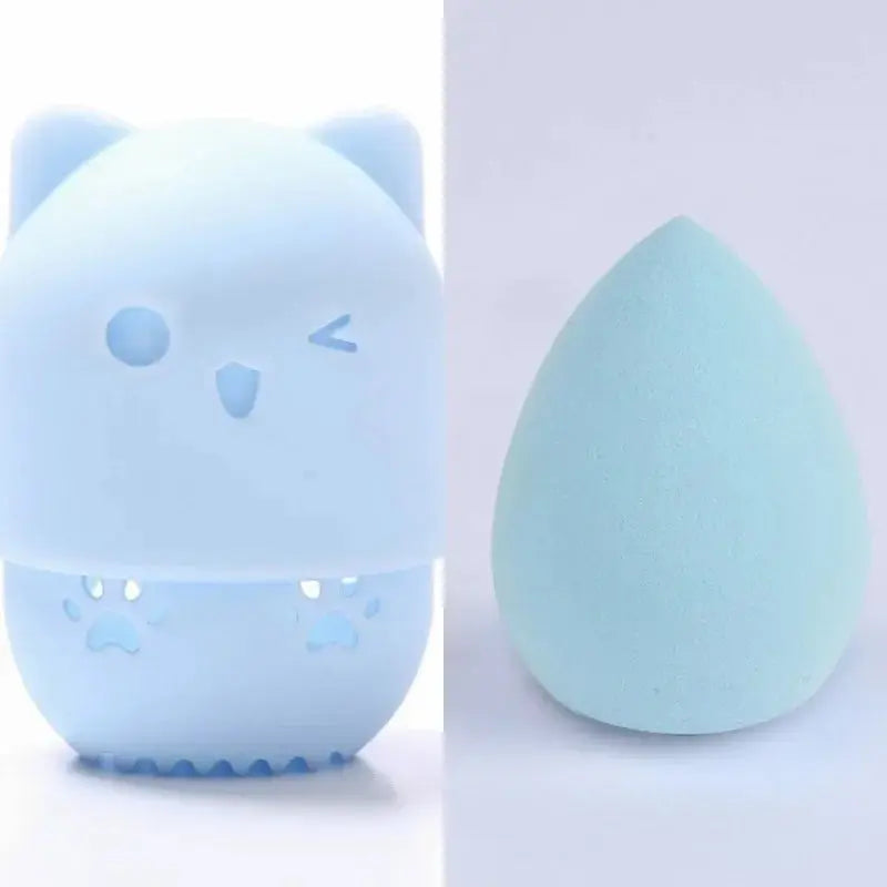 Colorful Cat  Portable Powder Puff Holder Sponge Make Up Drying Cases Soft Silicone Cosmetic Sponge Boxs Holder with Beauty Eggs J&M Cheap Store