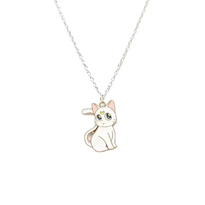 Fashion Sailor Moon Cat Pendant Necklace for Women Cute Anime Geometry Titanium Steel Couple Sweater Chain Jewelry Lover Gifts J&M Cheap Store