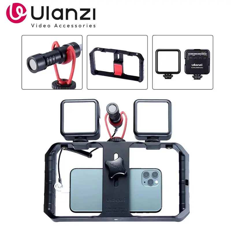 Ulanzi Smartphone Cage Filmmaking Case Small U Rig Hand Grip Phone Video Stabilizer With Cold Mount for iPhone 13 14 15 Android J&M Cheap Store