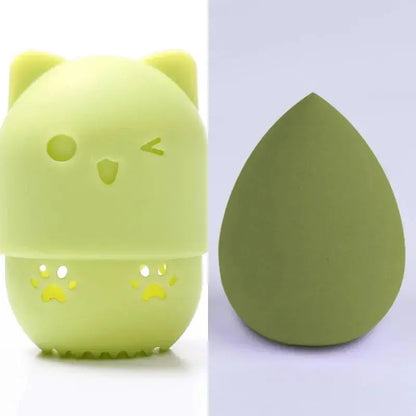 Colorful Cat  Portable Powder Puff Holder Sponge Make Up Drying Cases Soft Silicone Cosmetic Sponge Boxs Holder with Beauty Eggs J&M Cheap Store