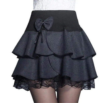 Zuolunouba 2024 Elasticity Summer Skirt Women Sweet Floral Bowknot Mini Tutu Woman Skirts Shorts Lace Jupe Femme Office Skirts J&M Cheap Store