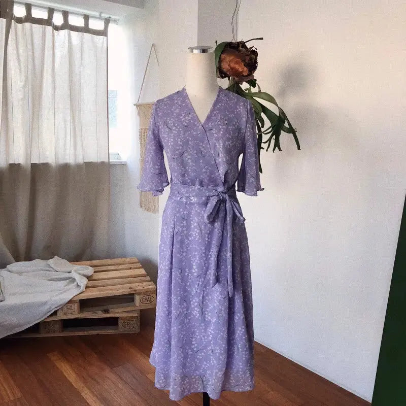 Summer Women Dress Floral Print Long Chiffon Evening Female Vintage Maxi Party Beach Woman Dresses Casual Prom Purple Maxi - J&M Cheap Store