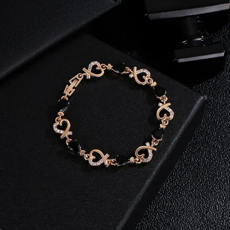 Hollow Love Bracelet With Rhinestones Fashion Temperament Heart-shaped Bracelet For Valentine's Day Gift Jewelry J&M Cheap Store