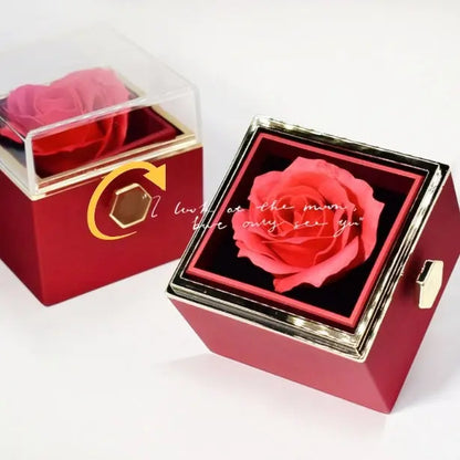 Rotating Soap Flower Rose Gift Box Creative Rotating Rose Jewelry Packaging Box Valentine's Day Gift For Women J&M Cheap Store