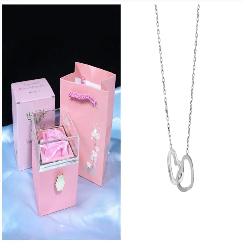 Rotating Soap Flower Rose Gift Box Creative Rotating Rose Jewelry Packaging Box Valentine's Day Gift For Women J&M Cheap Store