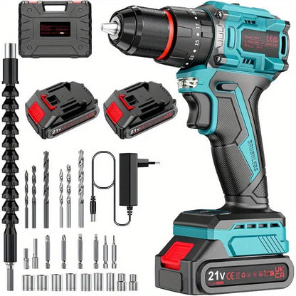 Brushless Cordless Screwdriver Set 21V, Cordless Drill Driver Brushless, Cordless Impact Drill Driver, Cordless Drill Driver Drilling Machine Cordless Drill Screwdriver (55 Nm, 2-Speed Gearbox, 23+3 Steps, 2X 2.0 Ah Batteries J&M Cheap Store