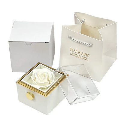 Rotating Soap Flower Rose Gift Box Creative Rotating Rose Jewelry Packaging Box Valentine's Day Gift For Women J&M Cheap Store